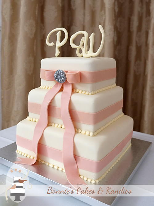 wrapped up: Elegant, square wedding cake {Rainbow Beach Wedding Cake 