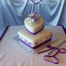 Mackay purple butterfly angled heart and square shaped wedding cake Bonnie's Cakes & Kandies Gympie