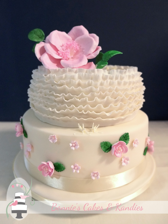Ruffles and roses gluten free vegan wedding cake