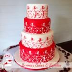 Four tiers of red and white   {Gympie wedding cake}
