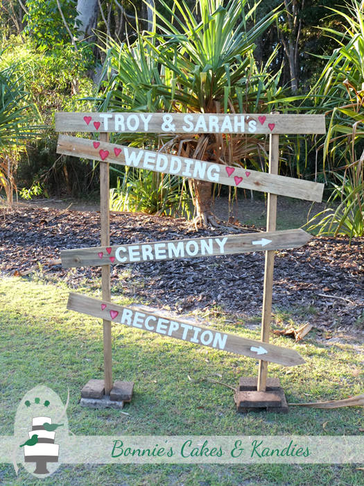 Rainbow Beach wedding ceremony reception sign