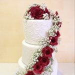 Romantic Cascading Roses  {Rainbow Beach Wedding Cake}